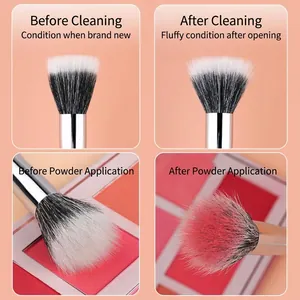 Professional duo-fiber flat head blush brush for highlighter and makeup powder