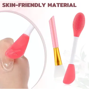 Double-ended silicone face mask brush with skin-friendly material for facial massage