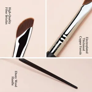 Professional angled eyeliner brush with synthetic bristles and ebony handle