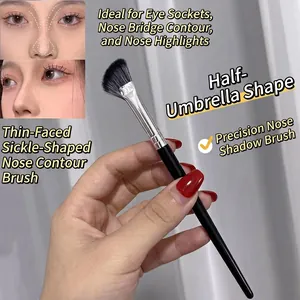 Professional half-fan shaped nose contouring brush for precise highlight and shading