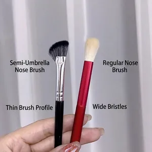 Professional angled half-umbrella nose shadow brush and standard contour brush for makeup