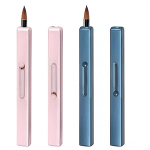 Draagbare Intrekbare Dubbelzijdige Lippenpenseel Aluminium Buis Synthetische Vezelharen Voor Lippenstift Lip Liner Concealer Make-up Tool