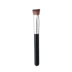 Professional slanted foundation brush with a black handle and high-shine silver ferrule