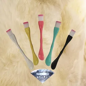 Set of 5 dual-use facial mask brushes in various colors with soft fiber bristles