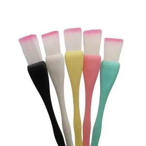 Set of 5 colorful facial mask brushes with soft bristles for skincare and DIY masks