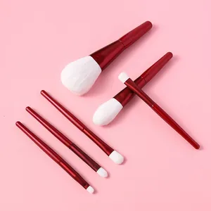 Professionelles 6-teiliges weinrotes Make-up-Pinsel-Set mit weichen Borsten für Gesicht