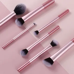 Professionele 8-delige make-up borstelset met elegante lange roségouden grepen