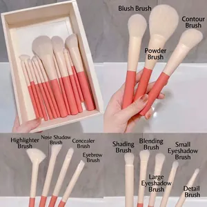 12-piece soft bristle makeup brush set with elegant peach handles for beginners