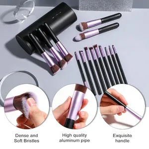 Set professionale di 18 pennelli da trucco viola uva con setole morbide e ghiera in metallo