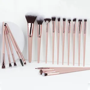 Ensemble de 20 pinceaux de maquillage professionnels avec manches roses et or rose