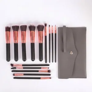 Pinceaux de Maquillage Professionnels à Manche Long en Fibre Synthétique Pinceaux Estompeurs pour Poudre Fond de Teint Ombre à Paupières Femmes Outils Cosmétiques