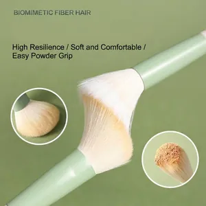 Professional Morandi green makeup brush with soft biomimetic fiber for easy application