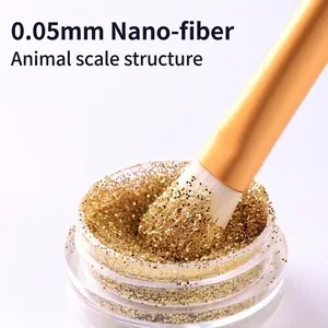 Pinceau de maquillage professionnel avec poils en nano-soie de 0,05 mm et paillettes d'or