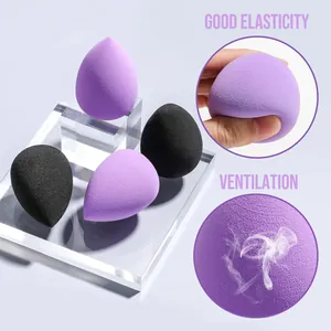 Set di spugne per trucco viola e nere con alta elasticità e ventilazione ottimale.
