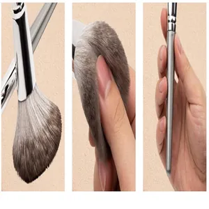 Detailed macro shots showing soft bristles and handle of 14pcs makeup brush set