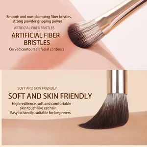 Professional makeup brush set with soft artificial fiber bristles for face contouring