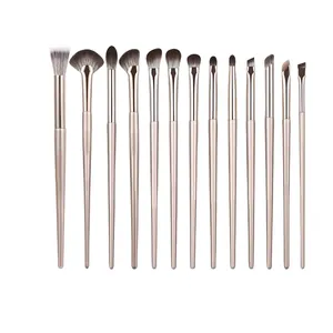 Professional 15-piece makeup brush set for foundation, powder, and eyeshadow application