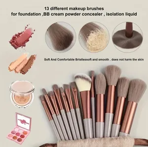 Set di 13 pennelli da trucco professionali con setole sintetiche morbide per viso