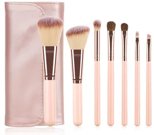 Professionelles 7-teiliges Make-up-Pinsel-Set in Roségold mit elegantem rosa Reise-Etui