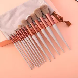 Professional Makeup Brushes Soft Synthetic Fiber Bristles Foundation Powder Eyeshadow Blending Beauty Tools With Portable Pouch