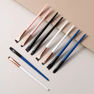 Professional eyeliner and eyeshadow detail brush set with elegant rose gold ferrules
