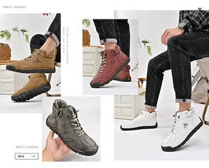 Kollektion handgenähter Freizeit-Leder-High-Top-Schuhe für Herren in Farben
