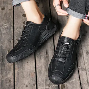 Handgefertigte schwarze Freizeitschuhe für Herren, Ganzjahresmode, Übergrößen 38-46