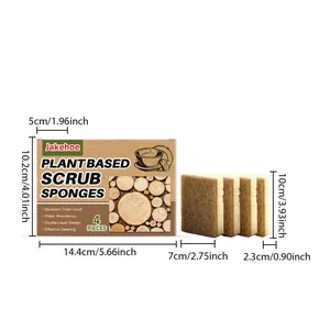 Dimensiones detalladas del pack de 4 esponjas Jakehoe a base de plantas para cocina.