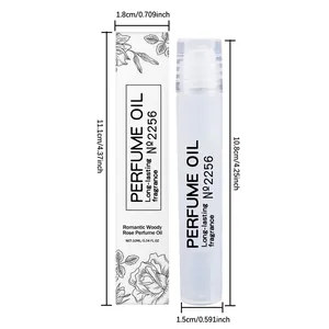 Dimensiones detalladas del frasco de aceite de perfume de rosa amaderada de 10ml