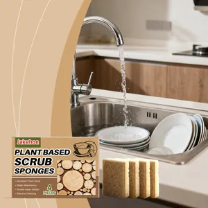 JAKEHOE Esponjas de Limpieza de Cocina de Origen Vegetal Doble Capa Estropajo de Sisal y Esponja de Alga para Platos Ollas y Encimeras