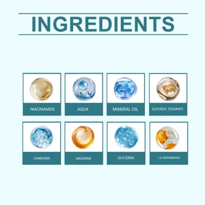 Liste graphique des ingrédients de la crème visage avec Niacinamide et Glycérine
