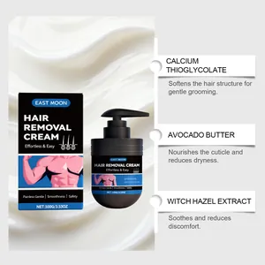 Crema depilatoria delicata East Moon per uomo con estratti di avocado e amamelide