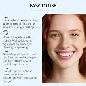 Detail view of moldable solid teething gel showing natural fit and comfortable smile