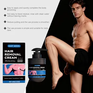 Dettaglio crema depilatoria uomo con dimostrazione di gambe lisce