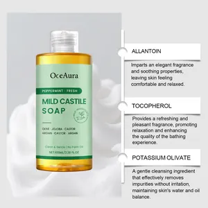 Details zur milden Kastilienseife von OceAura mit Allantoin und Tocopherol-Inhaltsstoffen