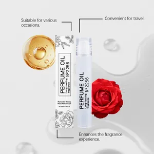 Frasco de 10ml de aceite de perfume de rosa amaderada con caja y rosa decorativa