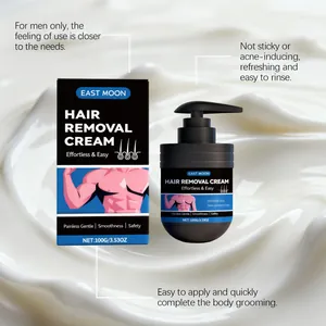 Set crema depilatoria uomo East Moon su sfondo con texture di crema bianca e liscia