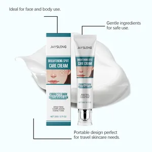 Vue détaillée du tube et de la boîte de crème JAYSUING Brightening Spot Care avec texture