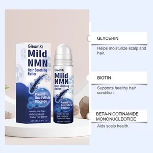 Detail view of GleamXi Hair Soothing Roller with Glycerin, Biotin and NMN ingredients.