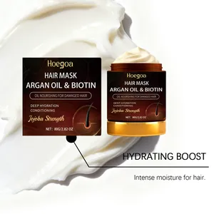 Detailansicht der Hoegoa-Haarmaske mit Arganöl und Biotin für intensive Feuchtigkeitspflege.