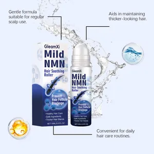 Detailed view of GleamXi Mild NMN Hair Soothing Roller with refreshing water splash.
