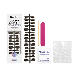 Set di 30 unghie finte brown cat-eye con kit completo per l'applicazione facile