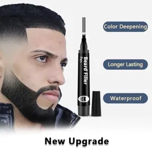 Waterbestendige baardvuller pen met vierpuntige applicator voor een vollere en dichte baard.