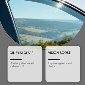 Vista limpida del finestrino dell'auto che mostra l'effetto del pulitore per vetri