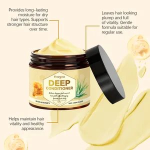 Detail of Hoegoa deep conditioner cream with honey and aloe ingredients