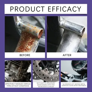 Detailed comparison of rust remover efficacy on metal parts including engine and brake disc