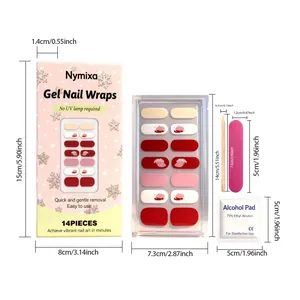 Detaillierte Größenangaben für das Nymixa Gel-Nagelfolienset mit Werkzeugen und Zubehör
