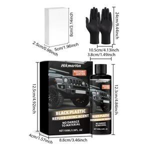 100ml Kunststoff-Auffrischer-Set Schwarz mit Schwamm und Handschuhen für die Autopflege