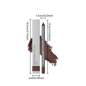 Dimensions détaillées du crayon à lèvres cacao et de sa boîte avec texture