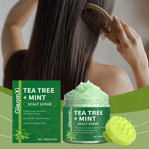 Gommage cuir chevelu GleamXi arbre à thé et menthe avec brosse de massage incluse